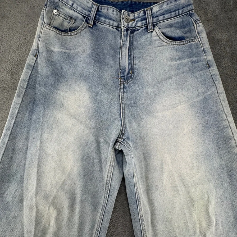 Unbranded Light Wash Wide Leg High Waisted Denim Jeans 28x30 Light Blue Relaxed - Picture 4 of 12